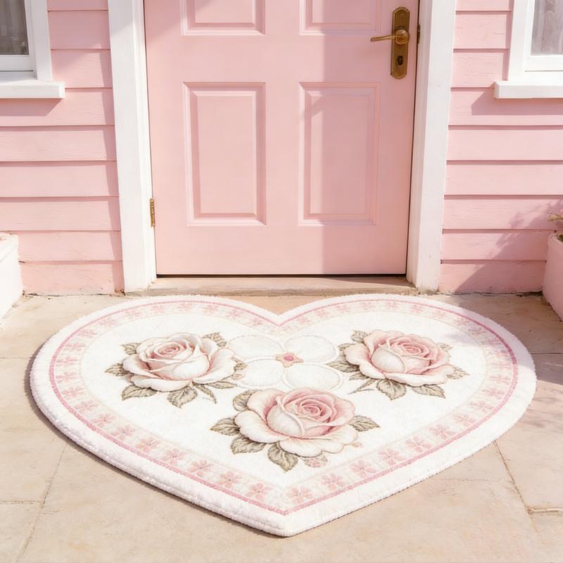 Girly Style Carpets for Living Room Flowers Bedroom Decor Carpet Fluffy Soft Heart Shape Bedside Rug Home Thick Plush Floor Mat