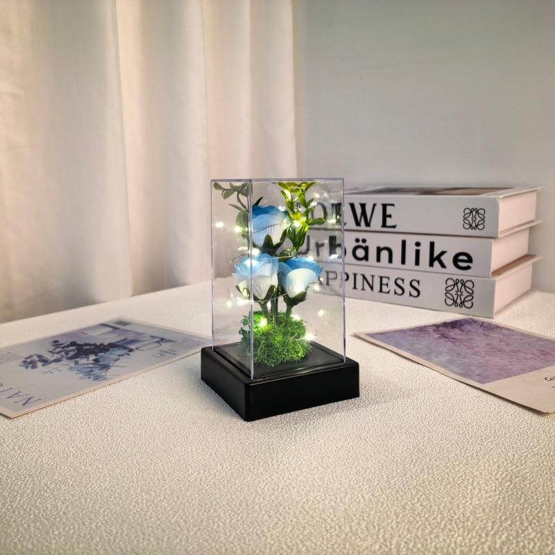 Square immortal rose ornament creative Valentine's Day Mother's Day gift luminous night light ornament