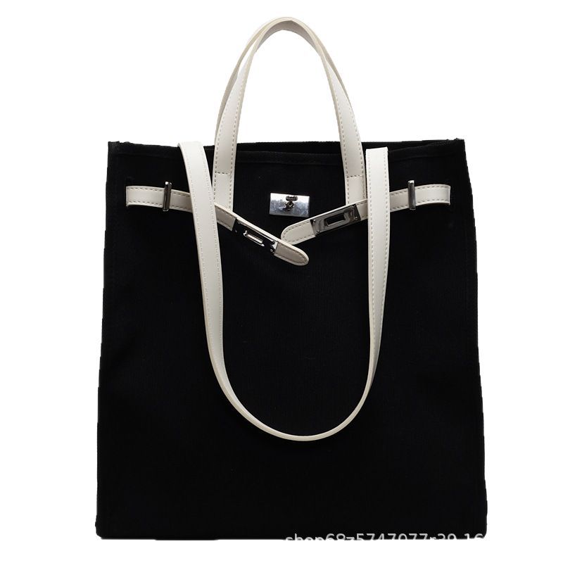 2025 New Simple Casual Canvas Bag Large Capacity Portable Shoulder Tote Bag Simple Commuter Student Class Bag