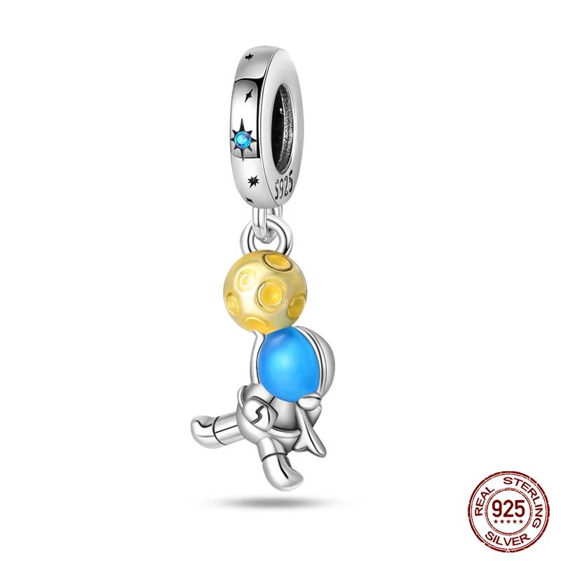 925 Sterling Silver Fashion Space Travel Collection Rocket Astronaut Charms Beads Fit 4MM hole diameter Bracelet DIY Jewelry