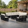 Garden Sofa Set 13 pcs Black and Cream White Poly Rattan