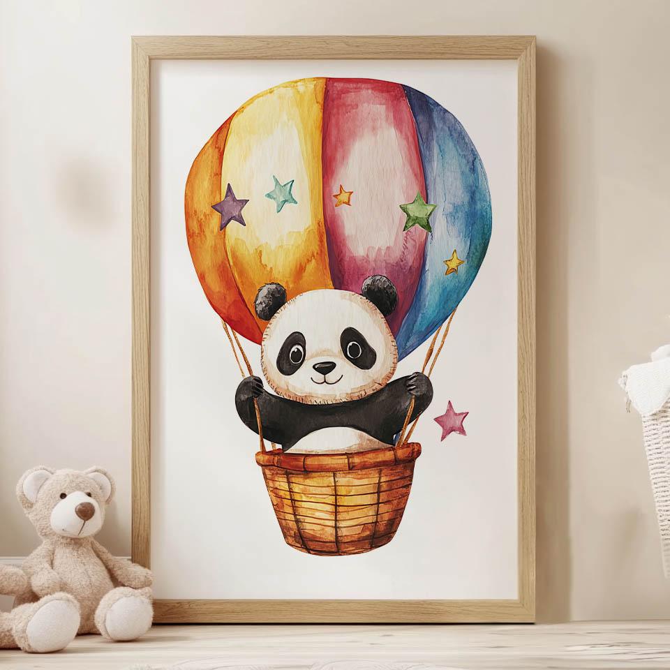 Plakat Urocza Panda W Koszu Plakat Urocza Panda W Koszu, 30X40 Cm, Rama Drewniana Jasny Dąb, Papier Matowy 230 Gsm