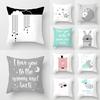 Simple Throw Pillowcase Cartoon Cloud Moon Star Pattern Cushion Cover White Gray Letter Printing Pillowcase Home Decoration