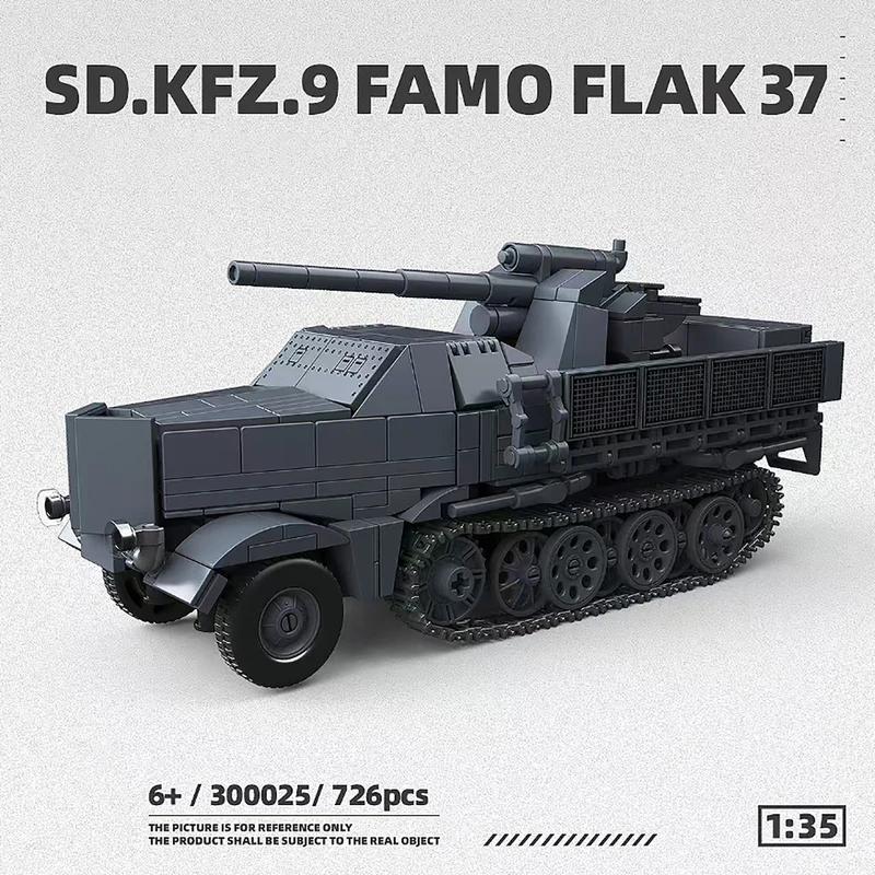 300025 SD.KFZ.9 FAMO FLAK 37 Строительные блоки 88-мм Артиллерийский тягач Модель Военные Кирпичи Игрушки для Взрослых Подарки