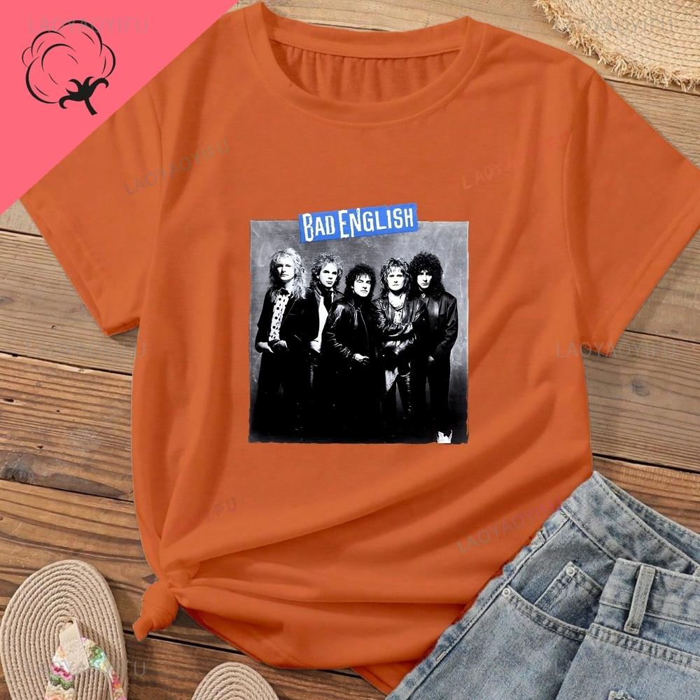 Retro New Style Bad English Rock Band Unisex's and WoUnisex's Universal Shirt with Pattern, Pure Cotton T-shirt