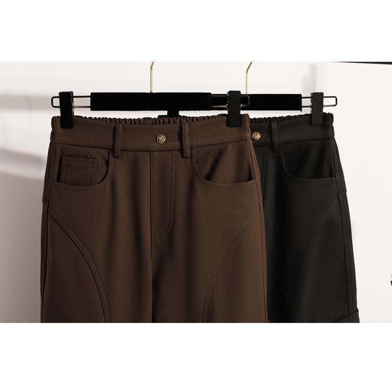 DIMANAF 2025 Осень Зима Женские Брюки Большого Размера Толстый Флис Повседневные Женские Длинные Брюки Оверсайз Свободная Одежда