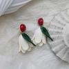 RSAMD Fashion White Tulip Flower Earrings for Women Jewelry Gift Vintage Ear Studs