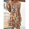 Floral Print V Neck Cami Dress, Vacation Sleeveless Spaghetti Strap Dress For Spring & Summer, Women's Clothing