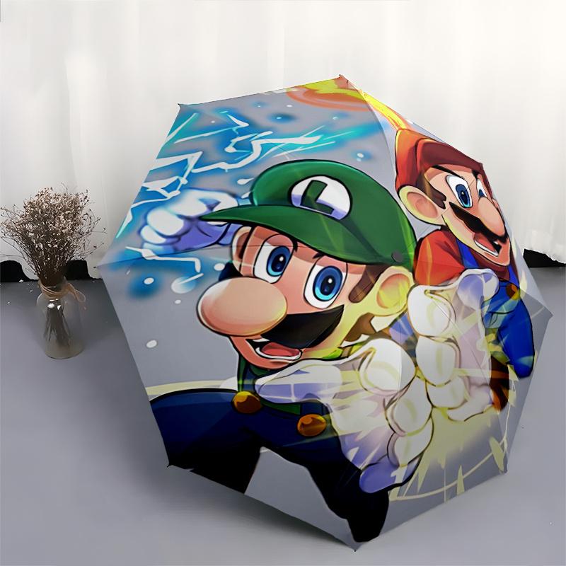 1pc Mario and Luigi's Epic Battle Pattern Automatic Cartoon Umbrella is Fashionable and Good-Looking, Suitable for Travel and Daily Use.G057