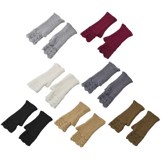 1 пара перчаток для вязания, однотонные, короткие перчатки с половиной пальцев, утолщенные, теплые, удобные, нескользящие перчатки