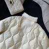 Autumn and winter new wavy quilted cotton clothes women's short stand-up collar light and warm beige liner jacket