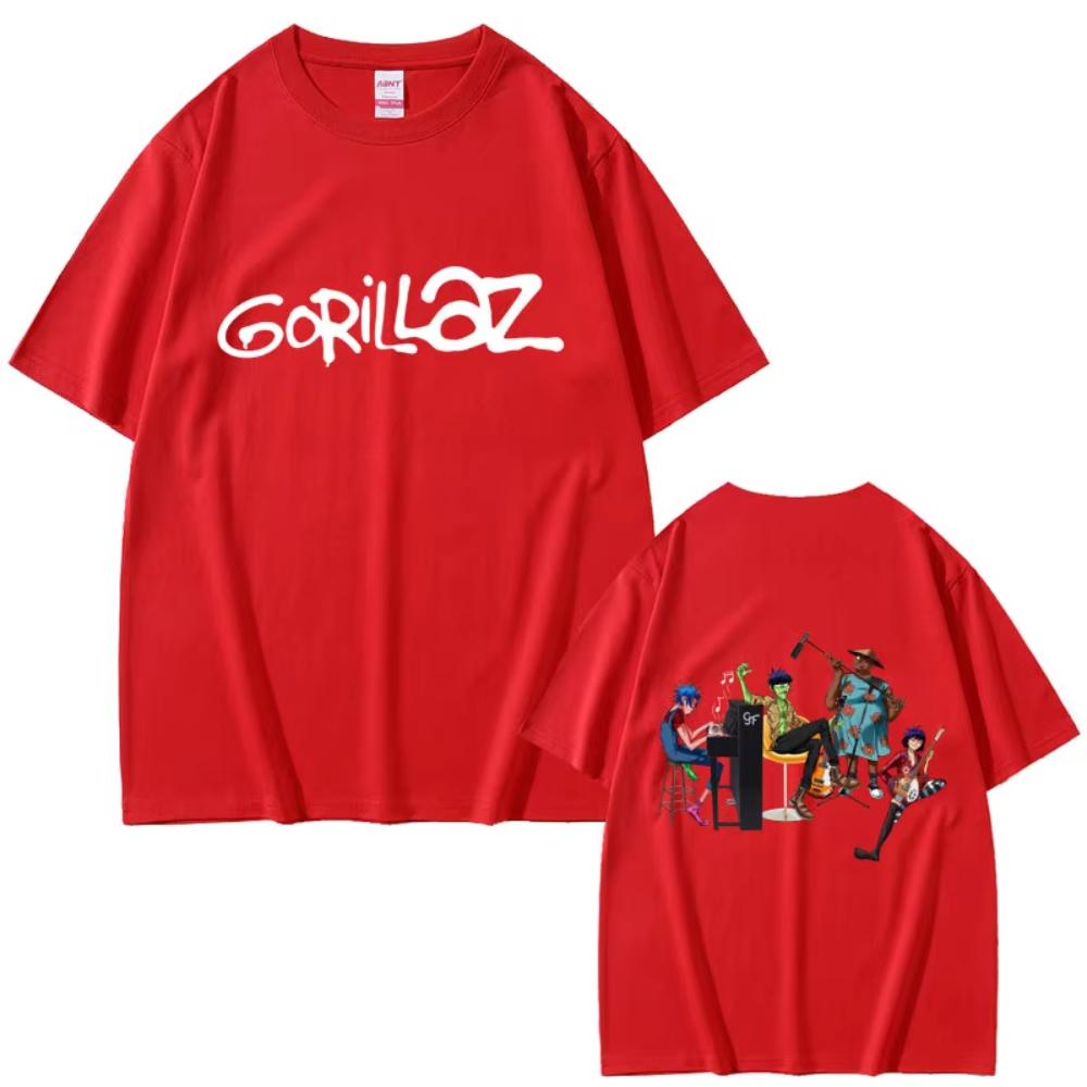 Футболка Gorillaz Мужская Винтажная Оверсайз Уличная Одежда Мужчины Женщины Хип-Хоп Готика Ретро Футболка С Принтом