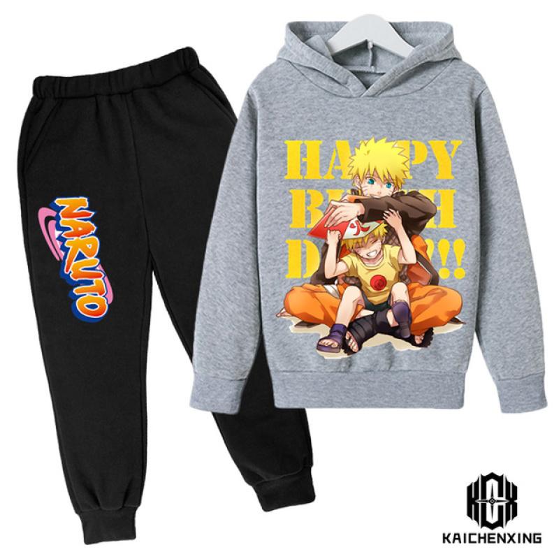 Детская одежда для маленьких мальчиков, костюм японского аниме «Наруто», спортивный костюм, топы и брюки, комплект из 2 предметов, зимняя хлопковая одежда с принтом для мальчиков для мальчиков