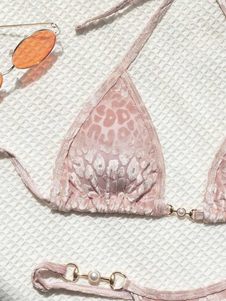 2025 Pearl Leopard Print Sexy Thong Swimsuit