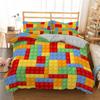 3D Building Block Pattern Duvet Cover Set Bedroom Polyester Quilt Cover Bedding Set With Pillowcase Home Decor King Queen Size
