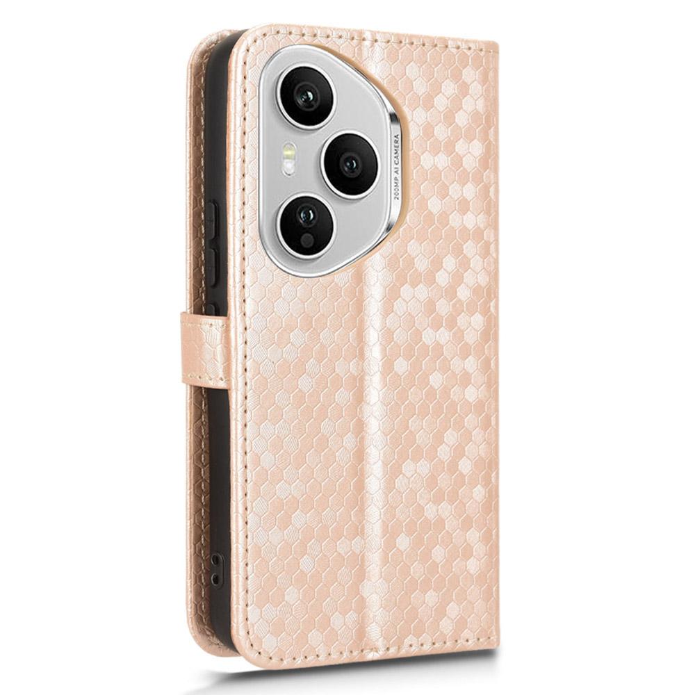 Для Honor 400 Pro 5G (Глобальный) Чехол-кошелек с точечным тиснением, из ПУ кожи, чехол для телефона с ремешком на запястье