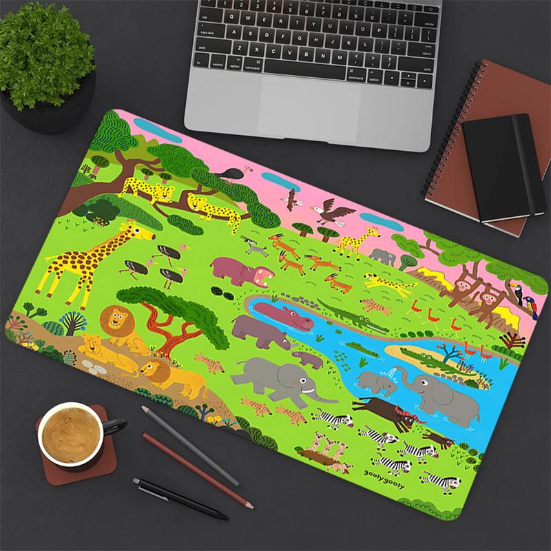 1PC jungle animals Oversized Mouse Pad - Non-Slip Rubber Base Perfect for Office School Esports Home Decor Desk Mat 249A