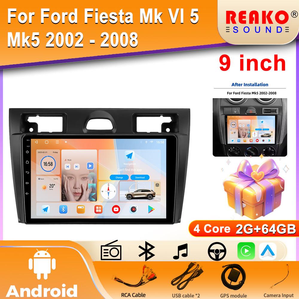 Android 13 для Ford Fiesta Mk VI 5 Mk5 2002 - 2008 Автомобильное радио 4G GPS BT Carplay Мультимедийная система Навигация Стерео Универсальный сенсорный экран