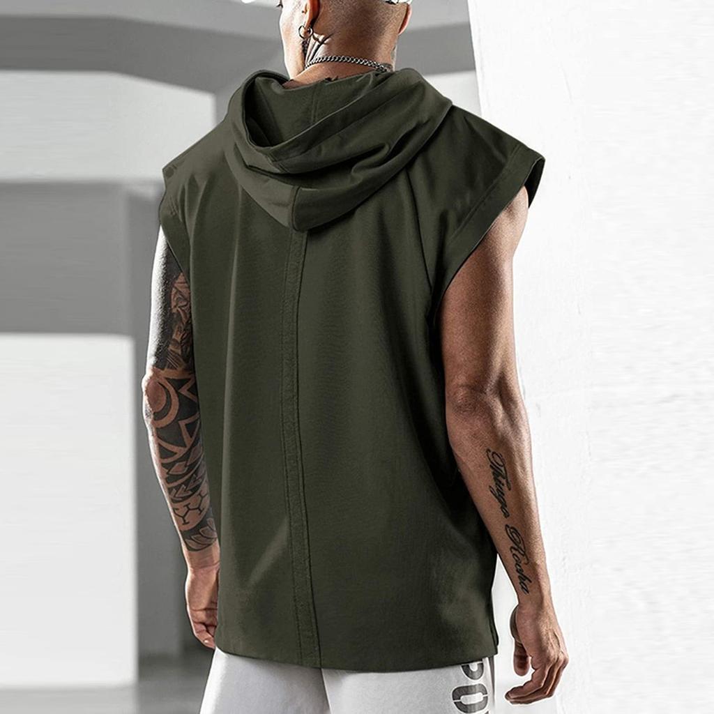 Мужской спортивный жилет без рукавов, дышащая тонкая толстовка без рукавов