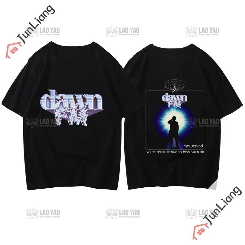 Canadian Singer The Weeknd Dawn Fm Flat Print Tshirt Short Sleeve Loose Mens Tshirt Mens Tshirt Womens Hip Hop Clothing