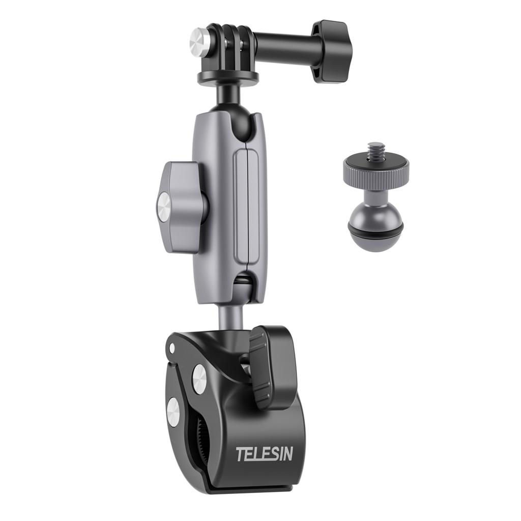 TELESIN GPHBM001 Велосипедный руль Super Clamp Mount из алюминиевого сплава, двойная вращающаяся на 360 градусов шаровая головка