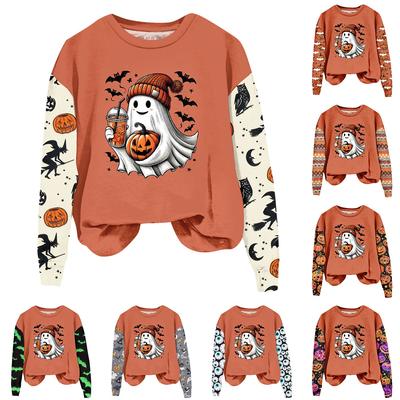 Женская одежда, осенне-зимний Хэллоуин, круглый вырез, длинный рукав, большой свободный плюшевый утолщенный свитер, топ