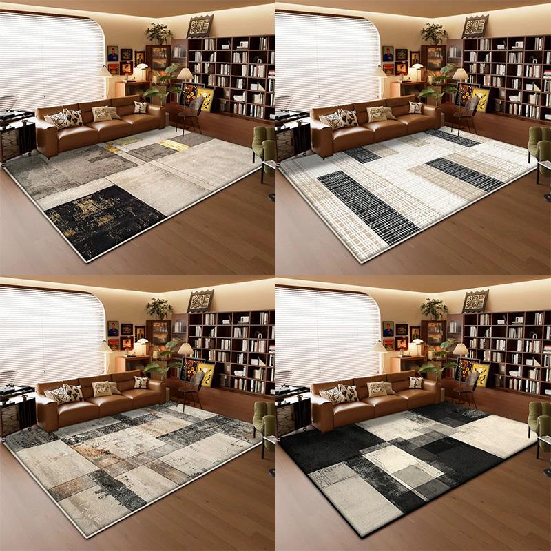 Modern Geometric Rug For Living Room Bedroom Kitchen Bathroom Non-Slip Easy-Clean Washable Rug