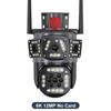 12-мегапиксельная 6K-камера с несколькими объективами и функцией WiFi, отслеживание движения на открытом воздухе, три экрана, обзор 360°, IP-камера, защита, PTZ-видеонаблюдение