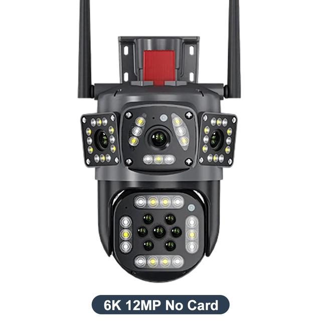 12-мегапиксельная 6K-камера с несколькими объективами и функцией WiFi, отслеживание движения на открытом воздухе, три экрана, обзор 360°, IP-камера, защита, PTZ-видеонаблюдение