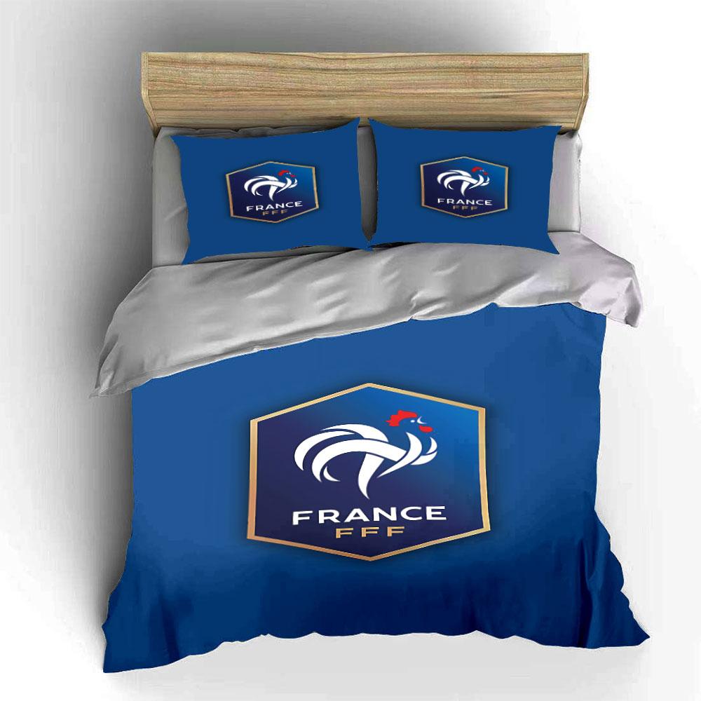 Blue France FFF Emblem Bedding Bedding Duvet Cover Set Duvet Cover Pillowcases (1 * Duvet Cover 2 * Pillowcases, without duvet insert)