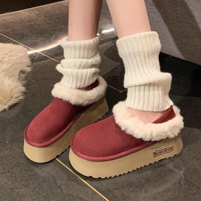 Ботильоны женские на меху, замшевые мокасины на платформе, плюшевые хлопковые туфли, повседневные тапочки, тренд зимы 2025 года, удобные ботинки для ходьбы, женские