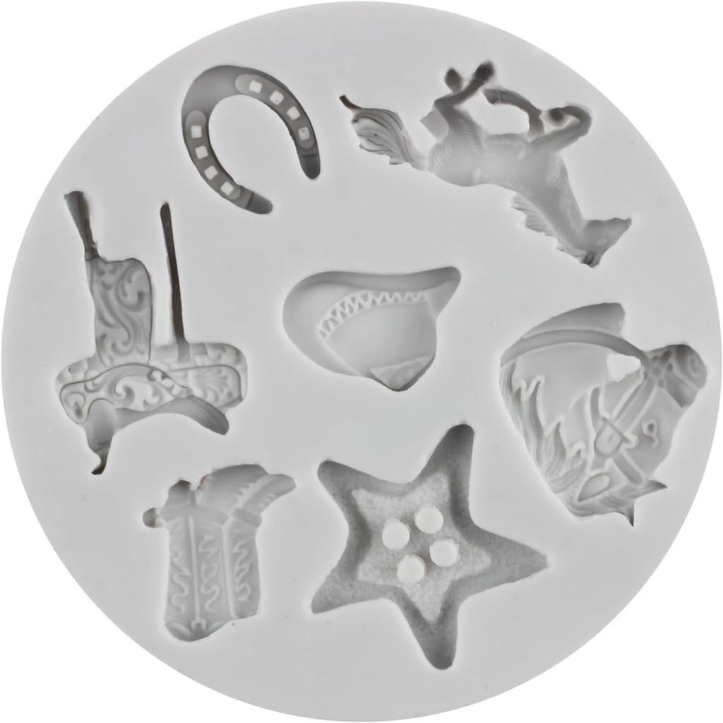 Horse Chocolate Mould Horseshoe Silicone Mould Cowboy Boot Saddle Fondant Baking Mould Cake Decoration Cupcake Topper Candy Gum Paste Polymer Clay