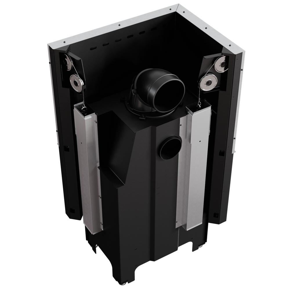 Стальной камин KRATKI VNL 700/480 12 кВт Ø 200 Подъемная дверца Черный thermotec