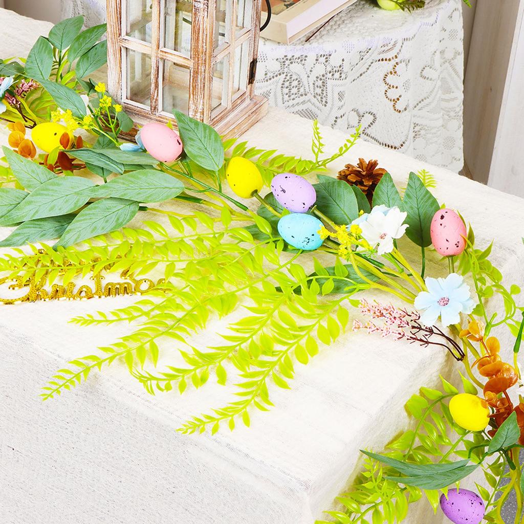 1 Pieces 6.2ft Easter Egg Garland For Mantle Spring Vine Flower Easter Garland Multi Colored Artificial Hanging Wall Decor For Easter Tree Decoration