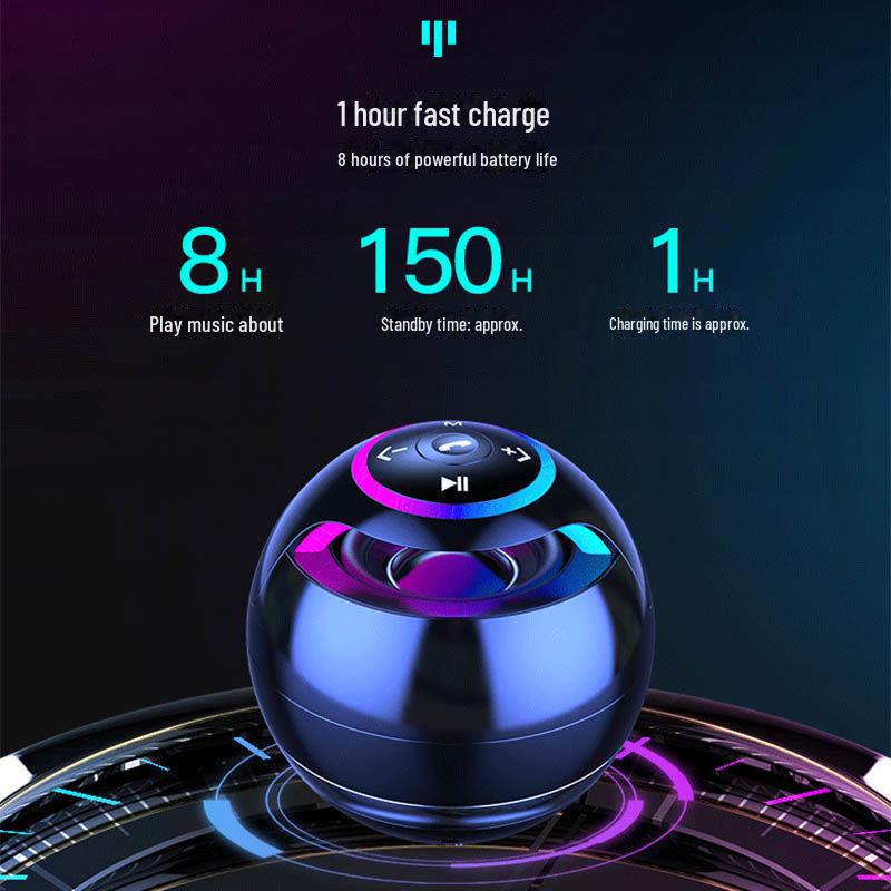 Портативный Bluetooth-динамик: Разноцветная подсветка, мощный сабвуфер, компактный дизайн, высокое качество звука, большая громкость.