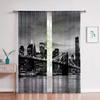 Городское здание 3D-печатные шторы Вид на улицу Ночной вид Здание Комплекс Гостиная Окна от пола до потолка Индивидуальные шторы