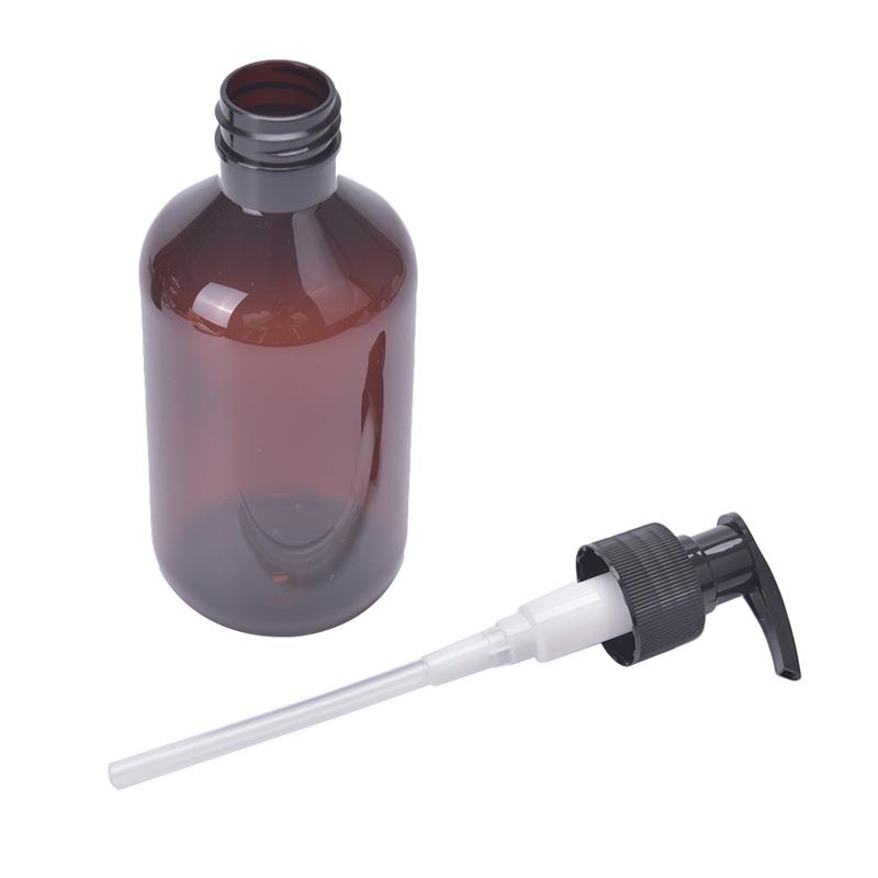 Янтарная пластиковая пустая бутылка с дозатором для лосьона черного цвета, контейнеры для образцов