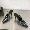 Fashion Retro Plaid Design High Heels Women Summer Elegant Slingbacks Heeled Sandals Sexy Pointed Toe Women Pumps Sandalias De Mujer