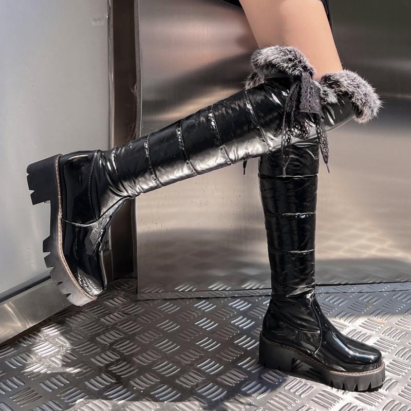 Водонепроницаемые теплые высокие сапоги для снега для женщин 2024 зимняя обувь выше колена высокие сапоги женская мода теплые меховые плюшевые длинные сапоги женские