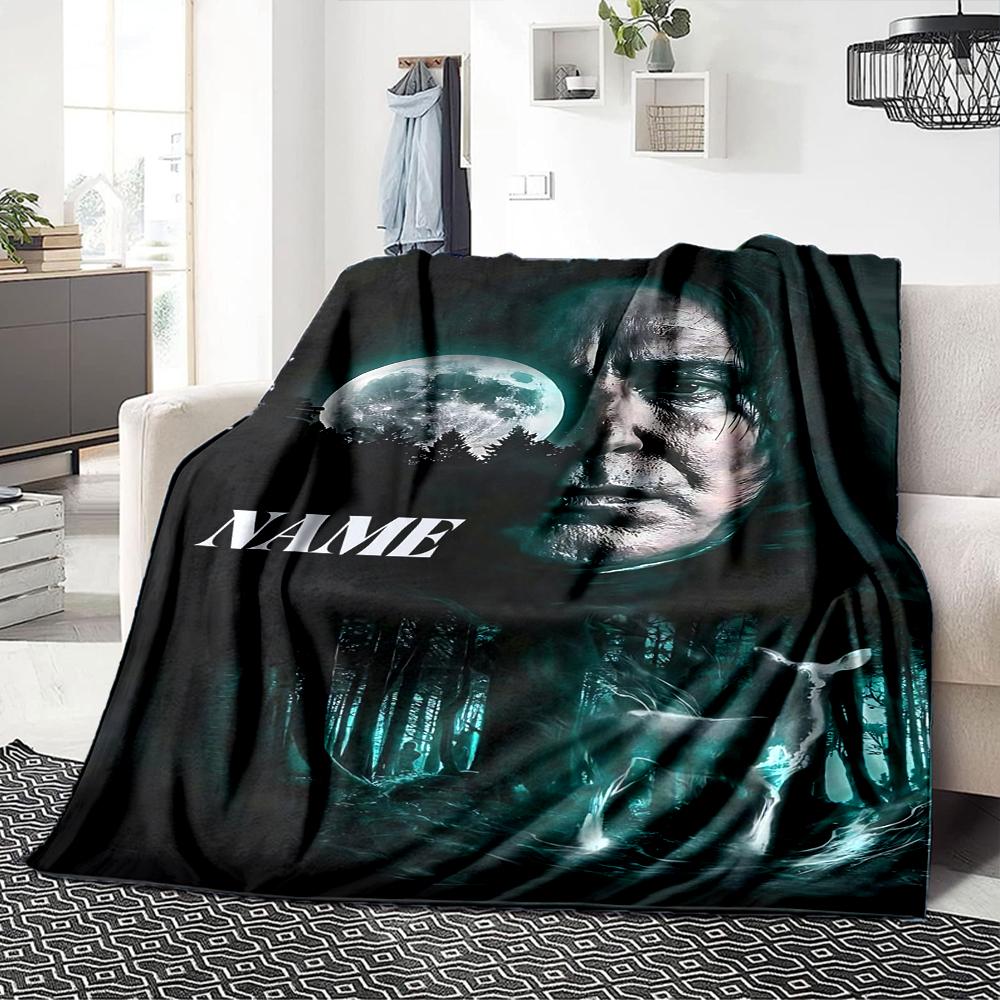 Custom Name "Night Forest Moonlight" blanket for Couch & Bed, Plush Cozy Fuzzy Blanket Super Soft & Warm Blankets for Fall and Winter. 0908110