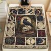 Crow Print Flannel Blanket, High quality Comfortable for All Seasons, Home Decor, Warmth and Comfort, Perfect for Christmas Gifts48