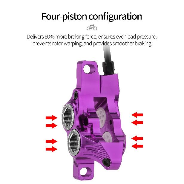 IIIPRO C5X4 Mountain Bike Hydraulic Brake 850/1550mm Front Rear Brake Cooling 4 Piston Oil Pressure AM DH E-bike MTB Disc Brake