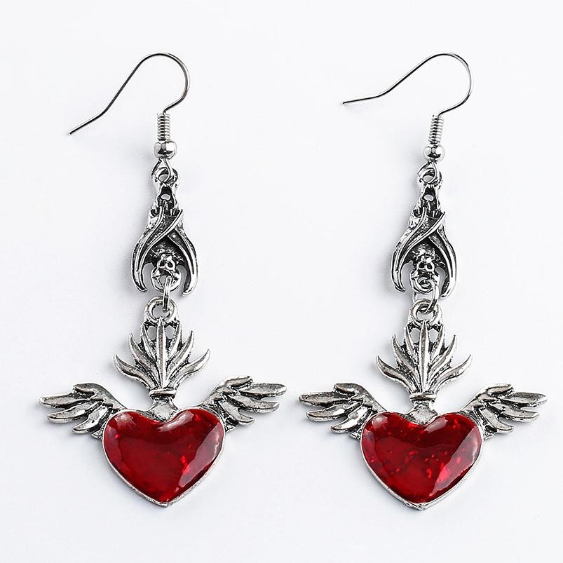 Новые темные винтажные готические серьги из коллекции Sacred Heart Goth, серьги на Хэллоуин для женщин, красные капли масла, аксессуары в стиле готический панк