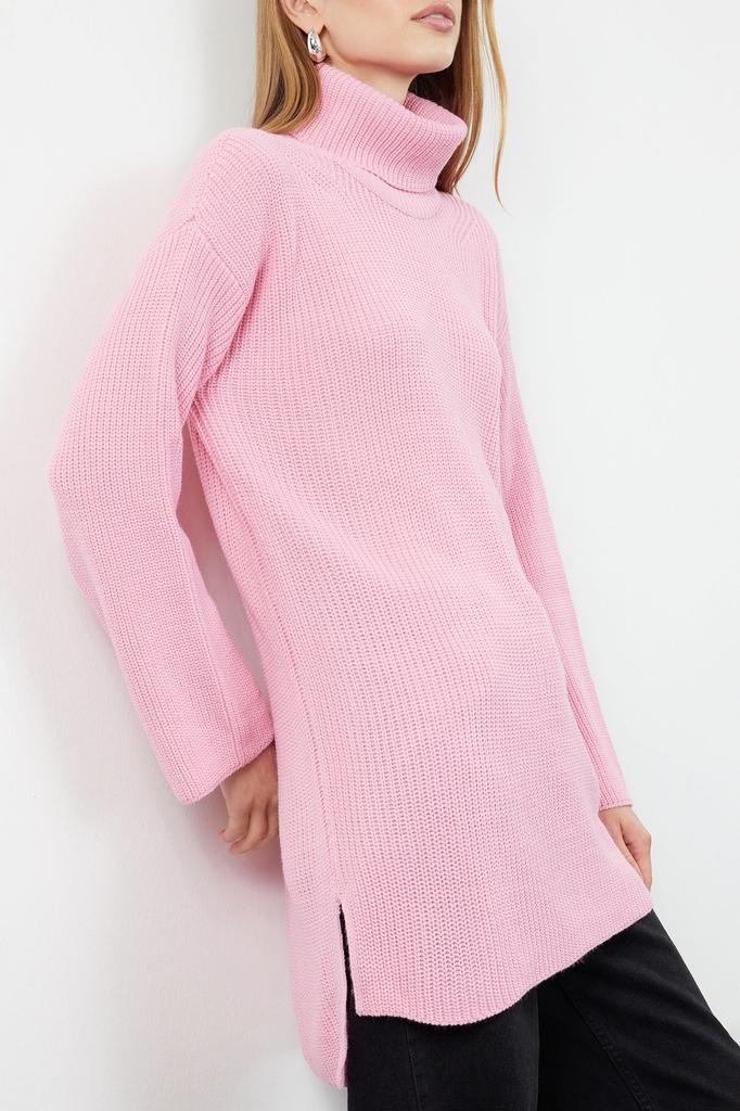 Women's Fashionable Stylish Sweater Stone Wide Fit Turtleneck Knitwear Sweater