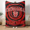 Name Custom Indiana Hoosiers football Print Flannel Blanket High Quality Warm Comfortable Cover for All Seasons Perfect for Gifts Home Decor