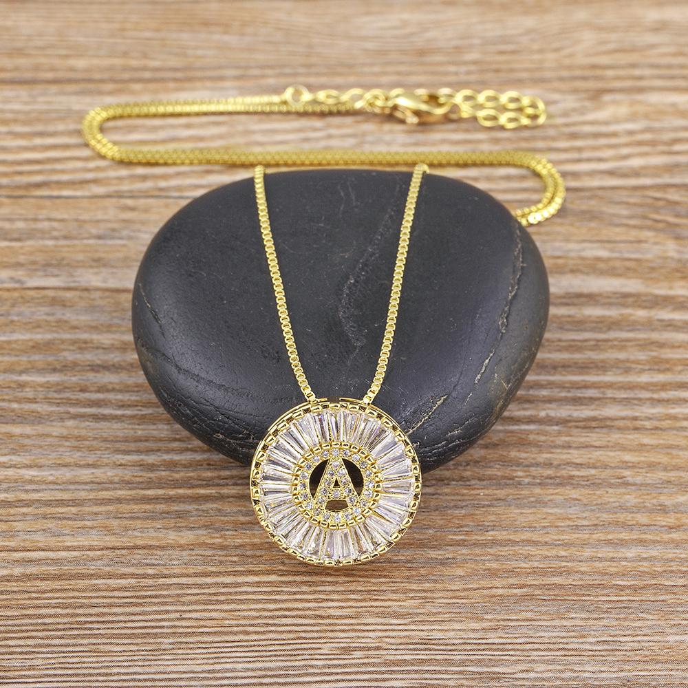 Nidin Name Initials A-Z 26 Zircon Letters Necklace Gold Color Alphabet Clavicle Chain Choker For Women Pendant Collar Jewelry