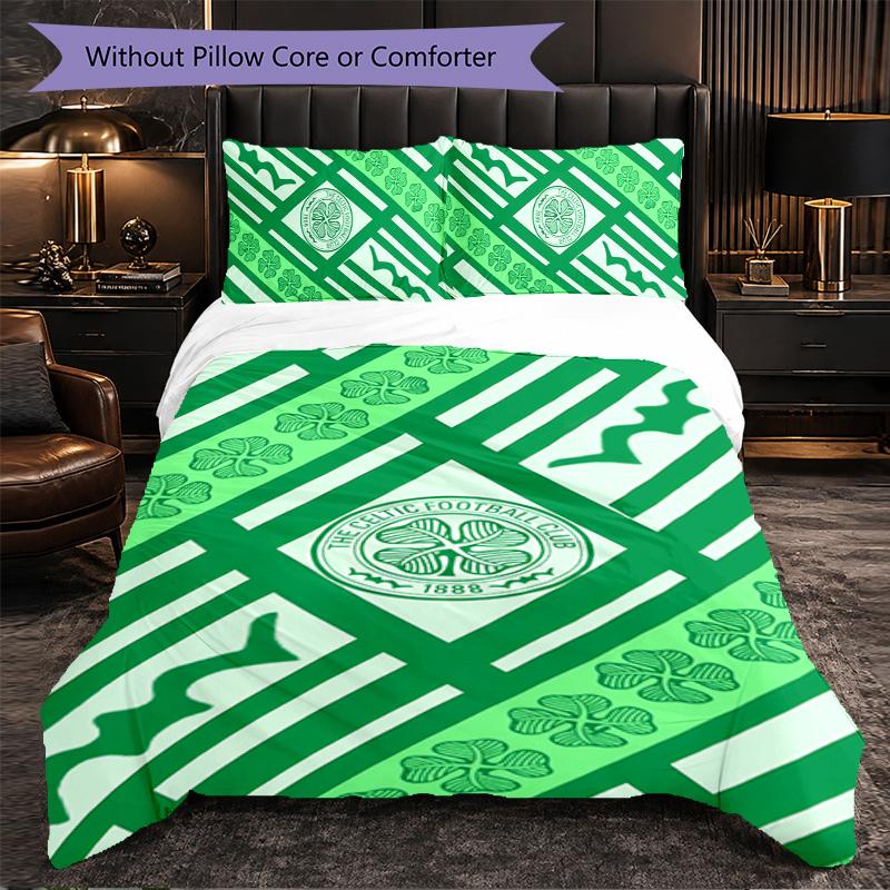 Celtic FC 3 Piece Bedding Set Soft Duvet Cover Set with Pillowcases Printed Bedroom Decor Set for Home