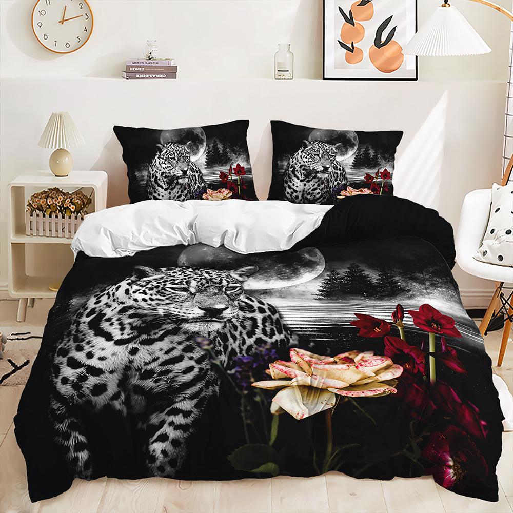 Кровать из трех частей Dark Wind Animal Leopard Panda Kit Пододеяльник из двух частей Спальня