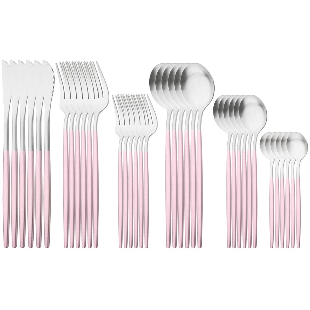 36Pcs Matte Stainless Steel Cutlery Set Mint Gold Dinnerware Set Knife Forks Coffee Spoon Silverware Western Kitchen Tableware