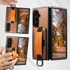 Кожаный чехол SUTENI для Samsung Z Fold 7/6/5: Текстура Масло-Воск с Ремешком на Запястье, Слотом для Карт и Функцией Подставки